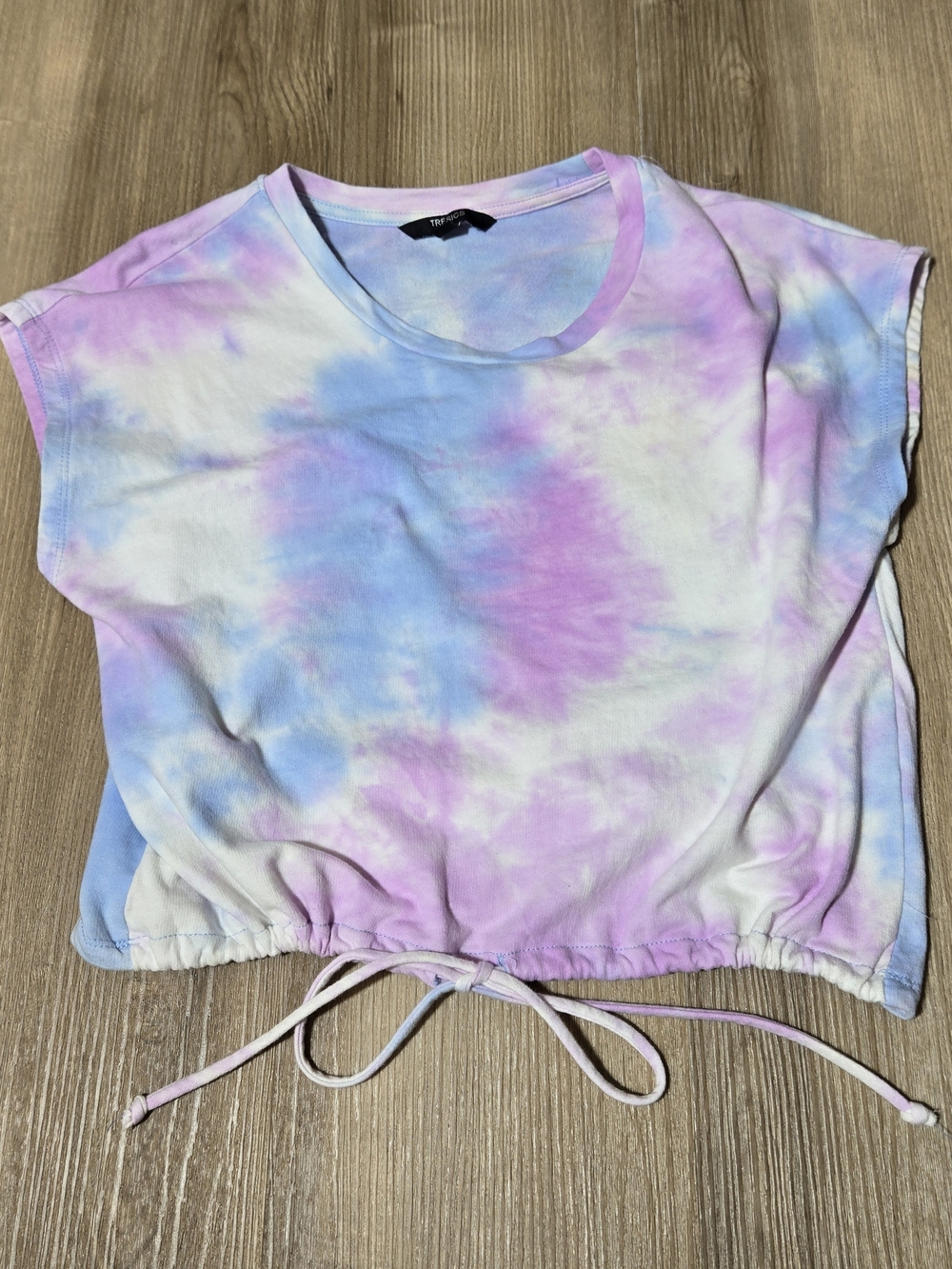 Tresics Pastel Tie-Dye Drawstring Crop Top - Blue & Purple